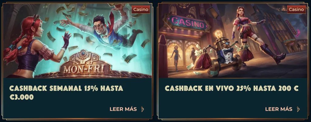 Ofertas regulares, cashback y torneos en Monsterwin