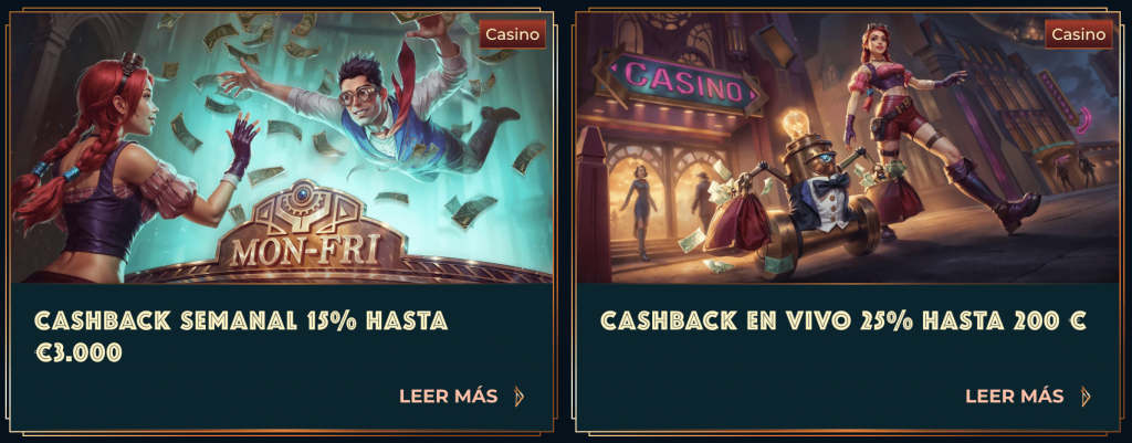 Ofertas regulares, cashback y torneos en Monsterwin